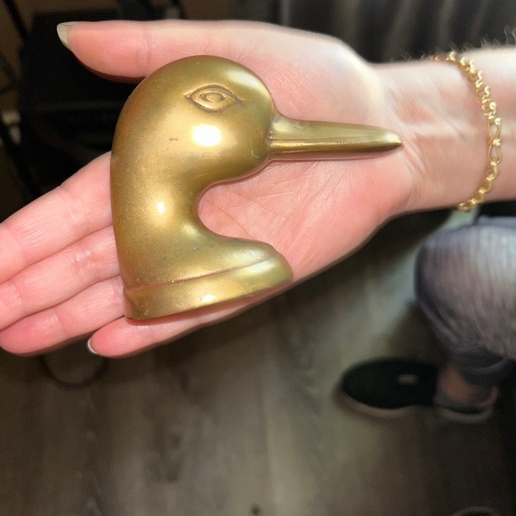 Other 19th Century Large Solid Brass Duck Head Cane Handle Highly